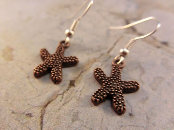 Seestern kupferfarbe Ohrring Vintage Optik seastar